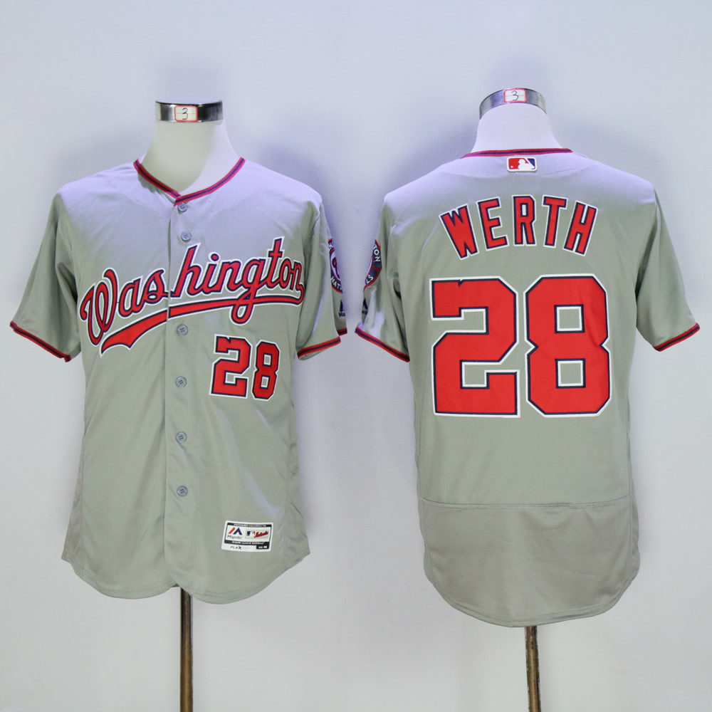 Men Washington Nationals 28 Werth Grey MLB Jerseys